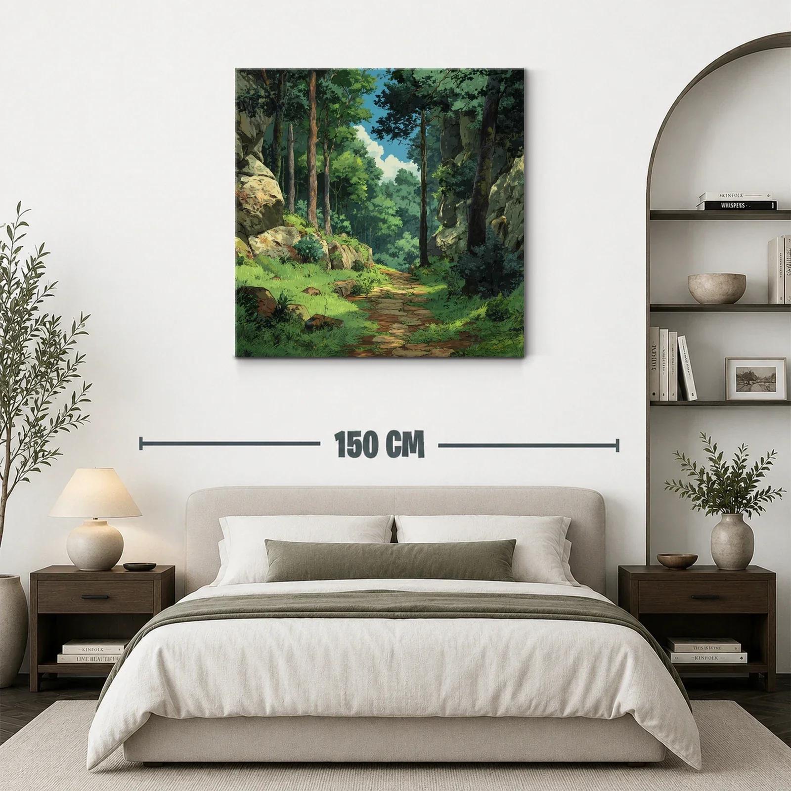Camino entre árboles y rocas en bosque frondoso y tranquilo — miniatura 3
