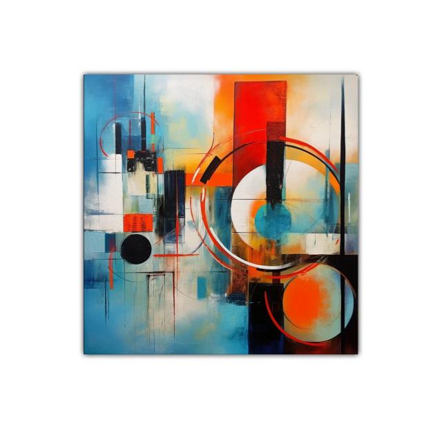 Composición abstracta con círculos y líneas vibrantes