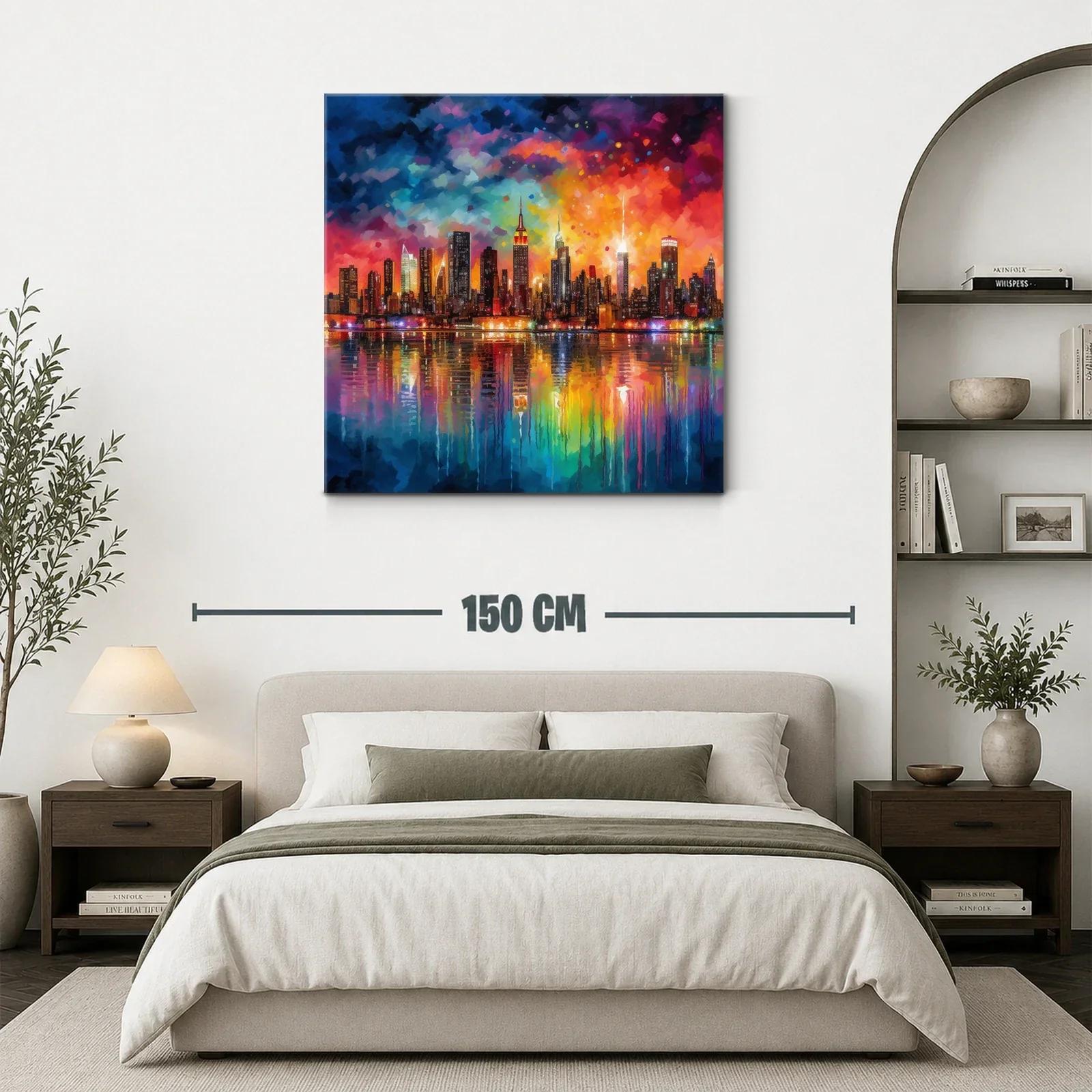 Atardecer vibrante reflejado sobre la ciudad iluminada — miniatura 3