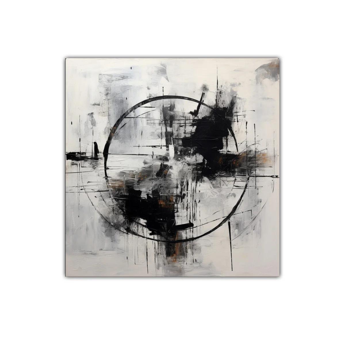 Cuadro abstracto con formas circulares y tonos neutros