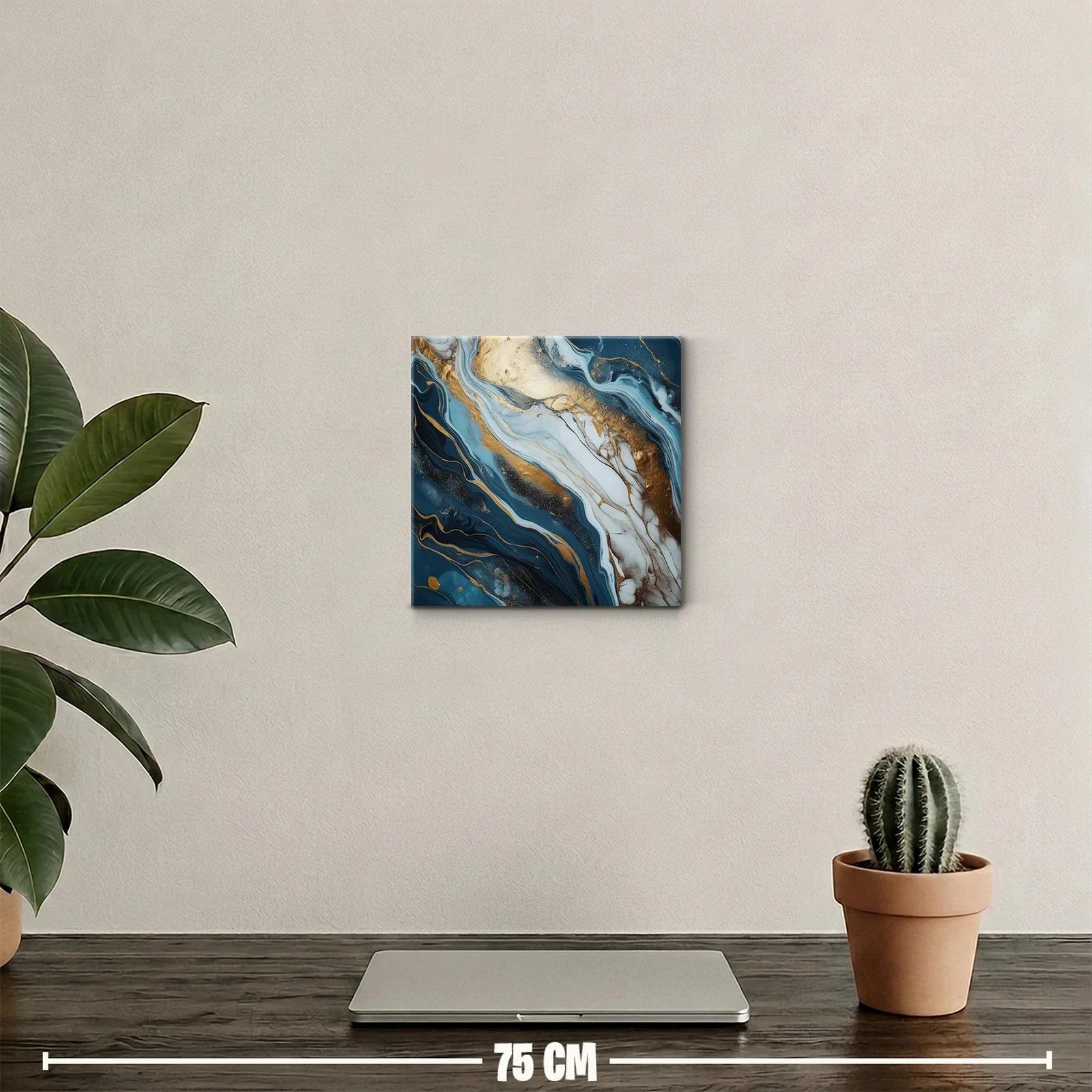 Abstracto moderno con vetas doradas y tonos azul profundo — miniatura 2