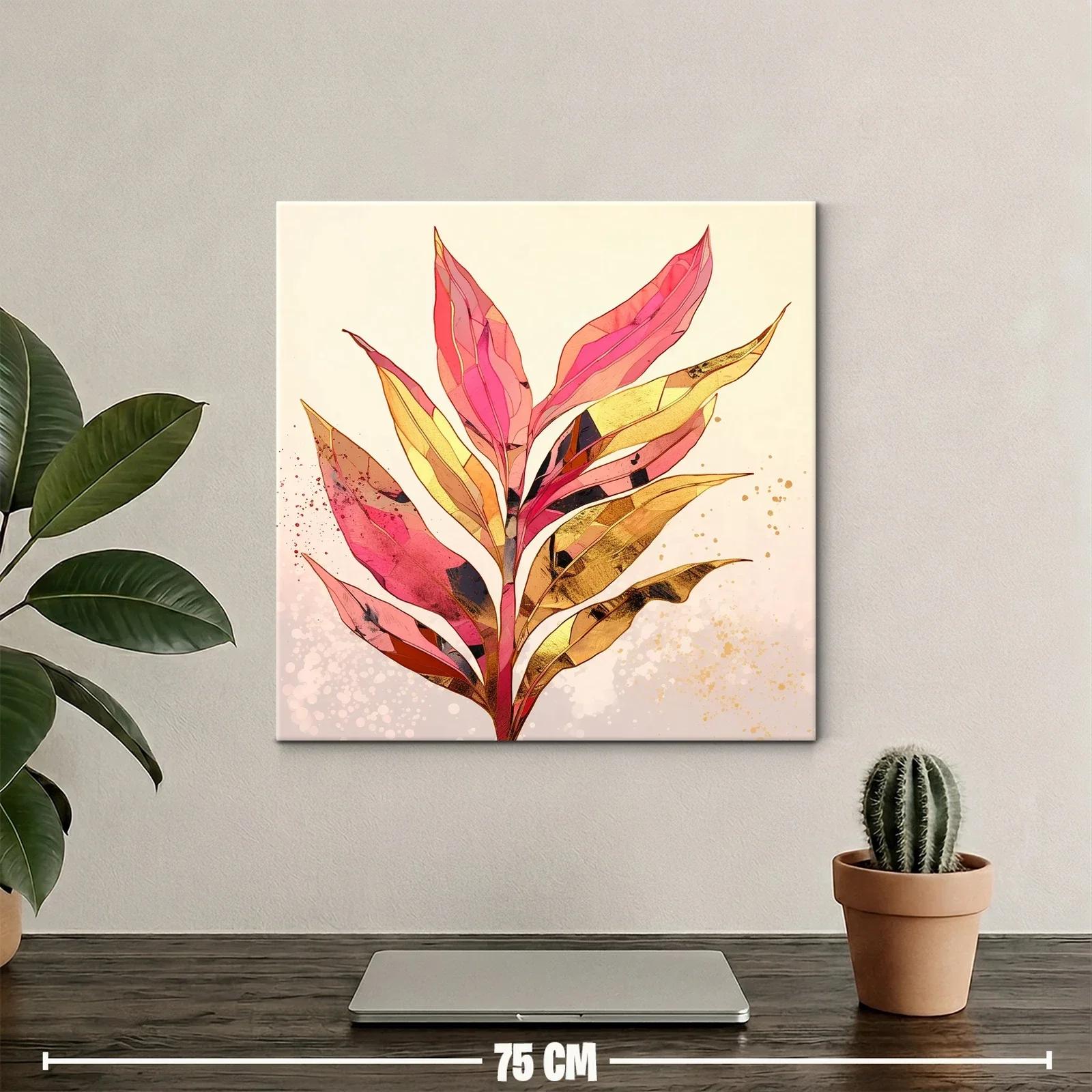 Hoja tropical en tonos rosa y dorado vibrante — miniatura 2