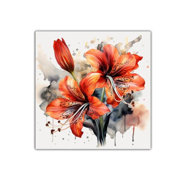 Cuadro decorativo con flores rojas vibrantes y toques artísticos