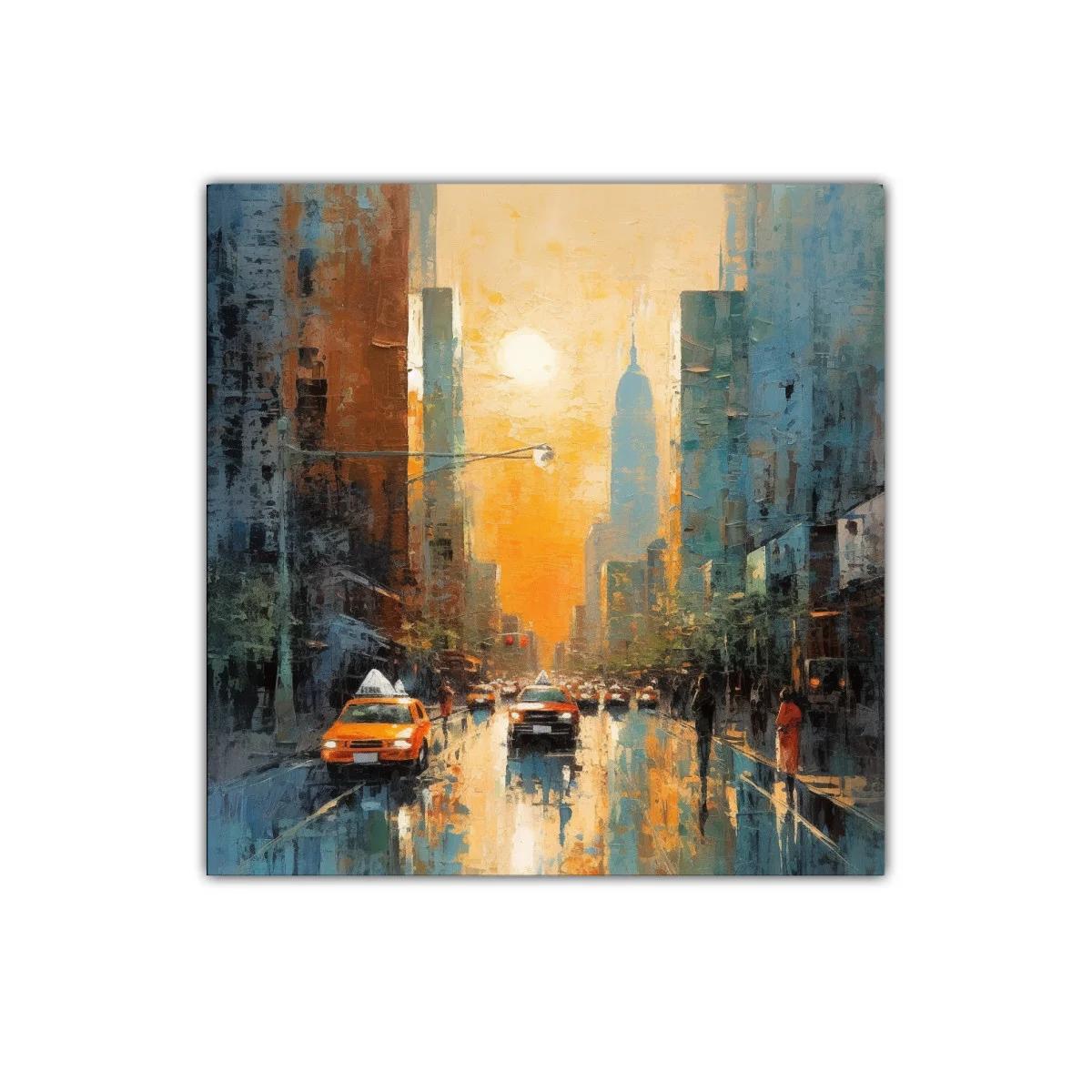 Atardecer en la ciudad con reflejos luminosos — miniatura 1
