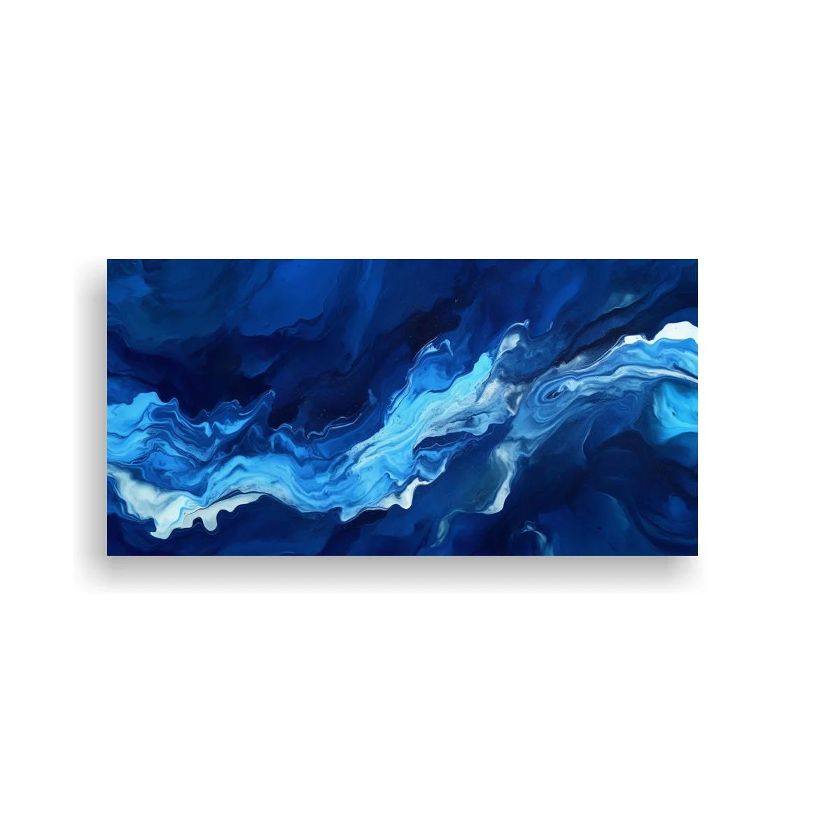 Cuadro olas abstractas azules con corrientes de agua