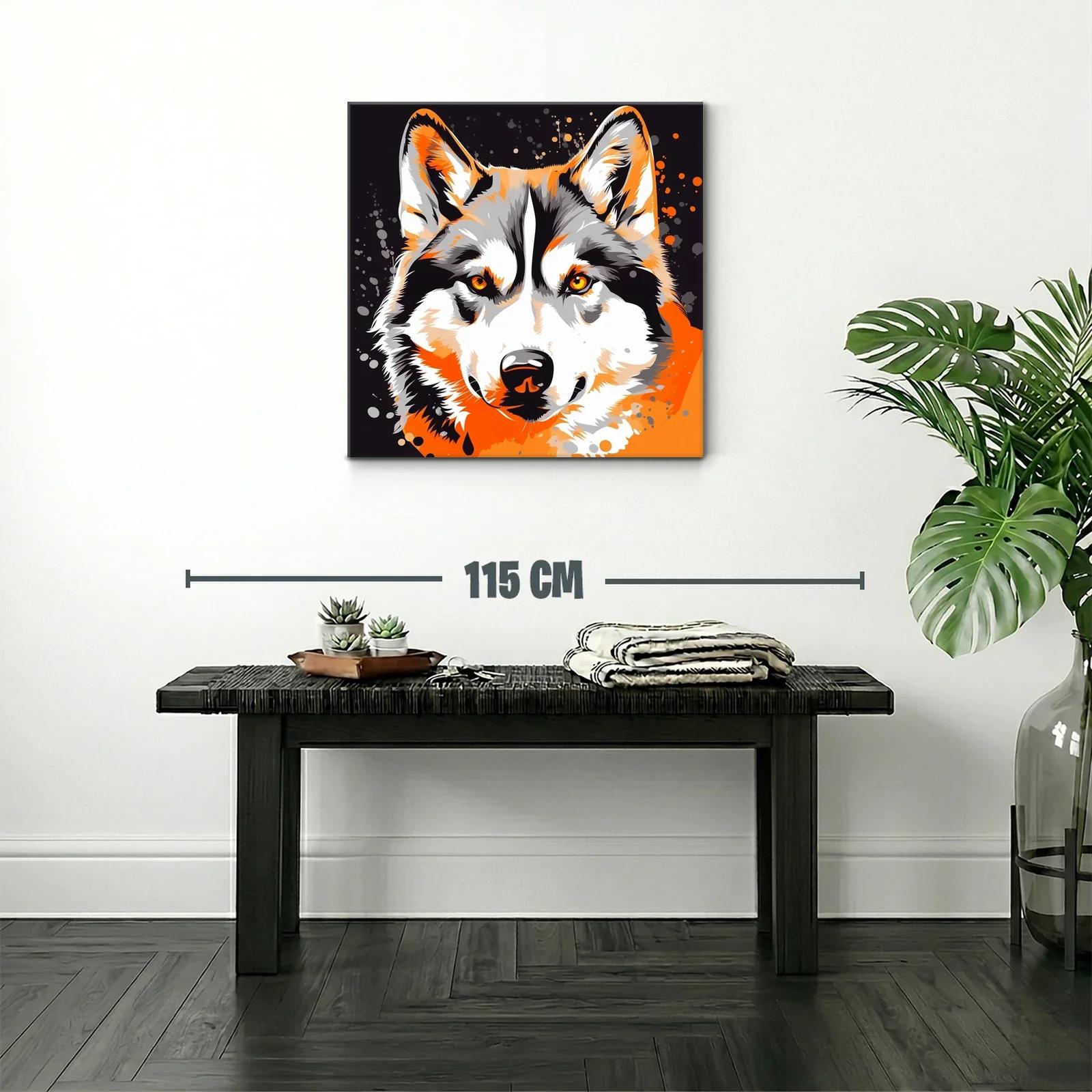 Retrato vibrante de lobo con tonos cálidos y energía dinámica — miniatura 2