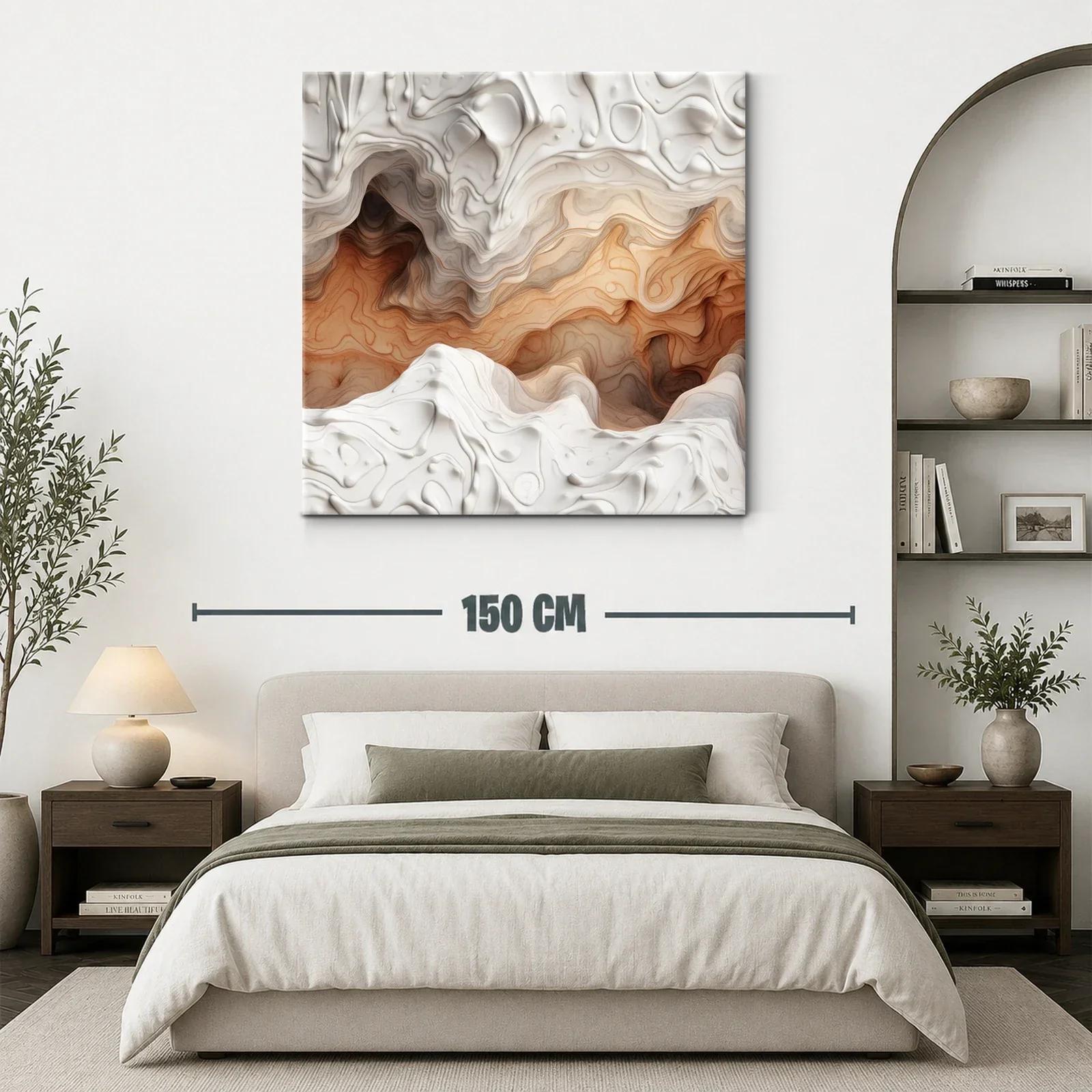 Arte abstracto con relieve en tonalidades tierra y blanco — miniatura 3