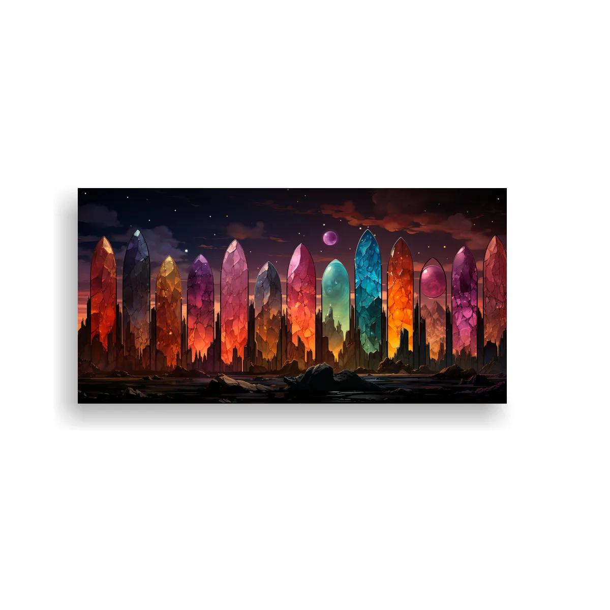 Cuadro cristales gigantes con cielo cósmico — imagen principal