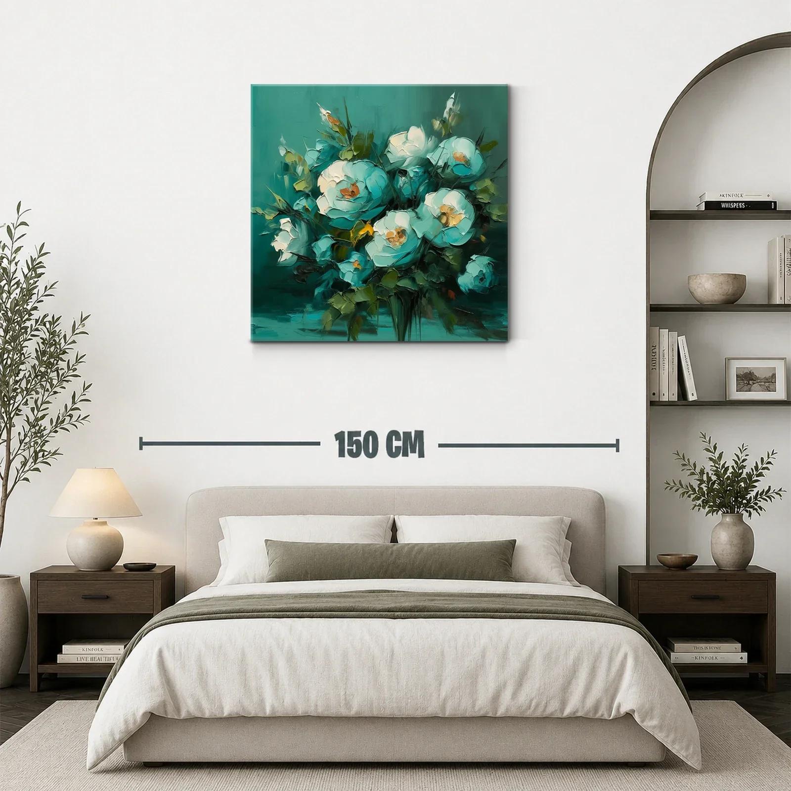 Cuadro floral en tonos verdes y azules suaves — miniatura 3