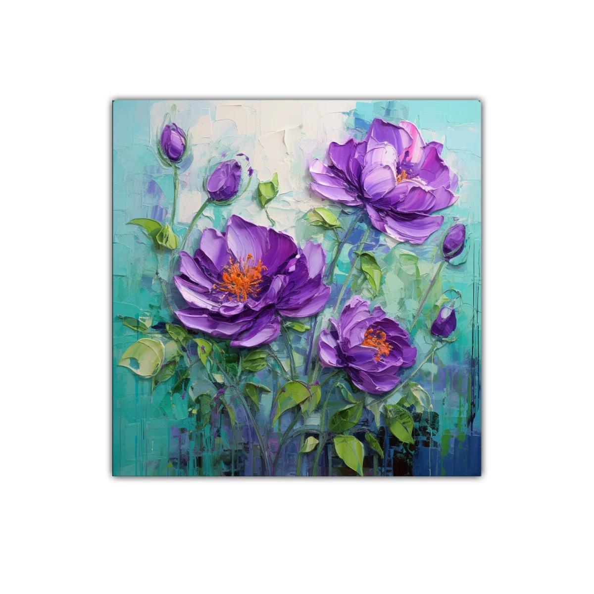 Flores moradas vibrantes en fondo turquesa — imagen principal