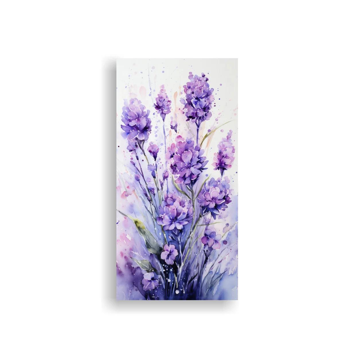 Cuadro ramo de flores moradas con tallos largos