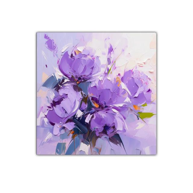 Cuadro decorativo con flores en tonos lavanda y lila vibrante