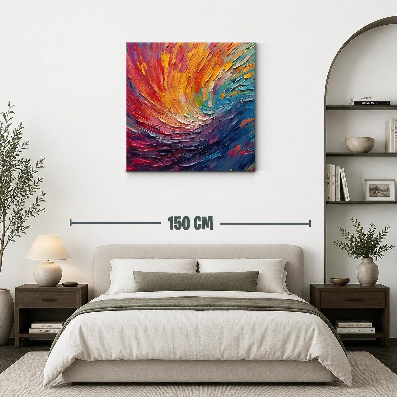 Cuadro abstracto con vibrantes tonos cálidos y fríos — miniatura 3