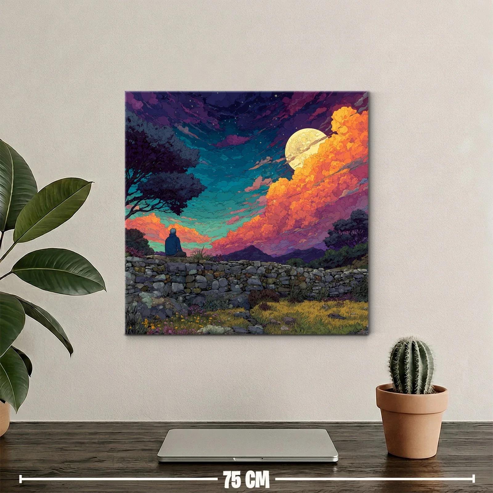 Paisaje nocturno con luna llena y cielo dramático — miniatura 2