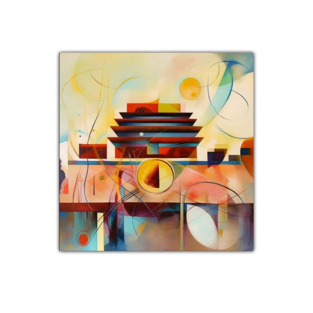 Composición abstracta con formas geométricas y colores cálidos