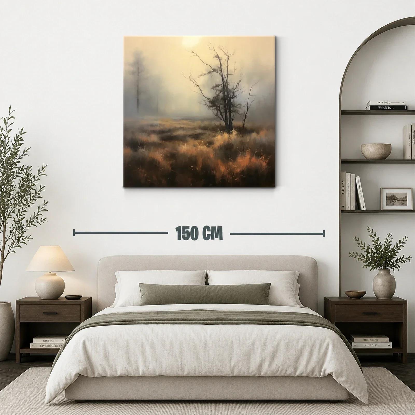 Paisaje brumoso con árbol solitario y tonos cálidos — miniatura 3