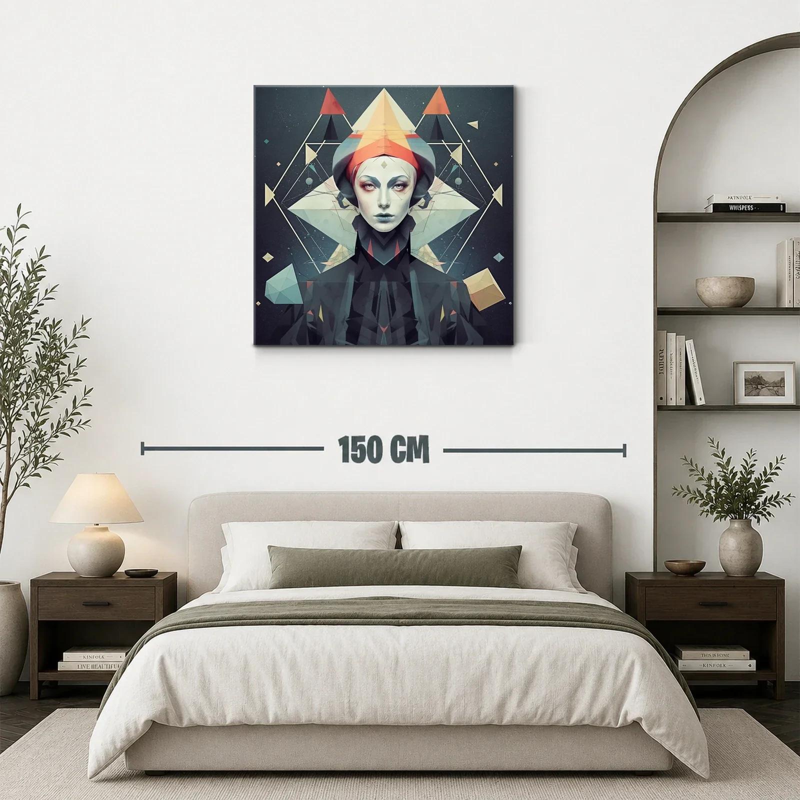 Retrato geométrico con toques rojos y azulados — miniatura 3