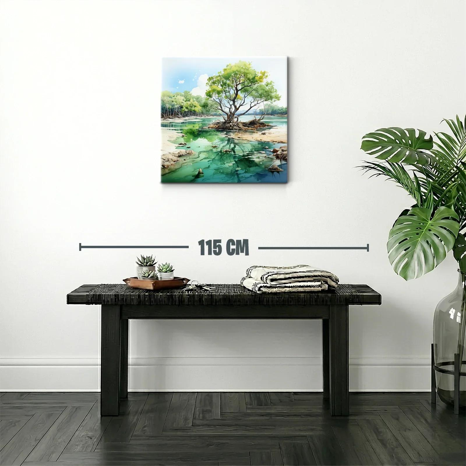 Serena escena natural con árbol y reflejos en lago tranquilo — miniatura 2