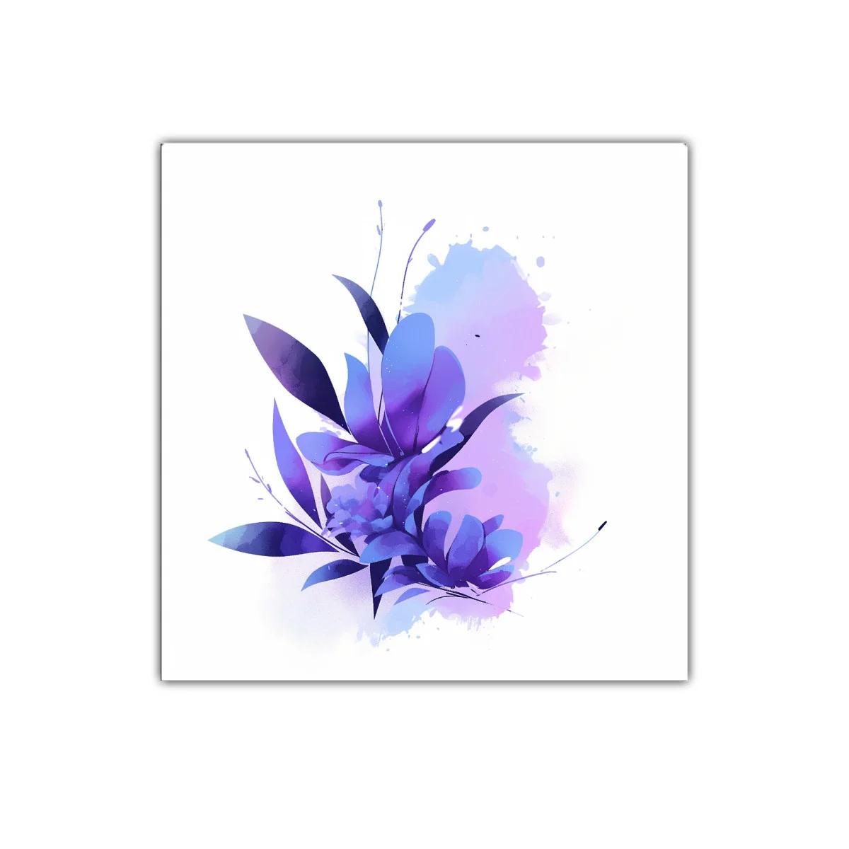 Composición floral en tonos violetas y azules suaves
