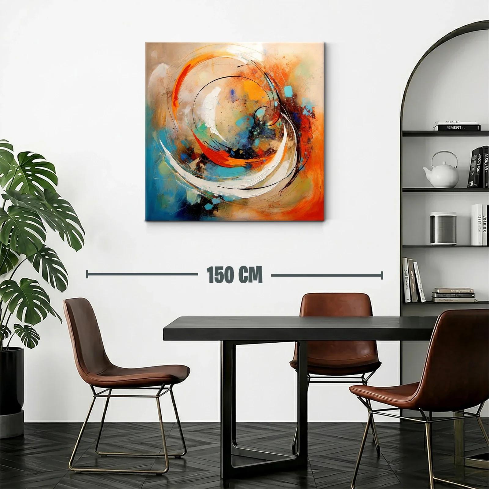 Cuadro abstracto con vibrantes tonos naranja y azul — miniatura 2