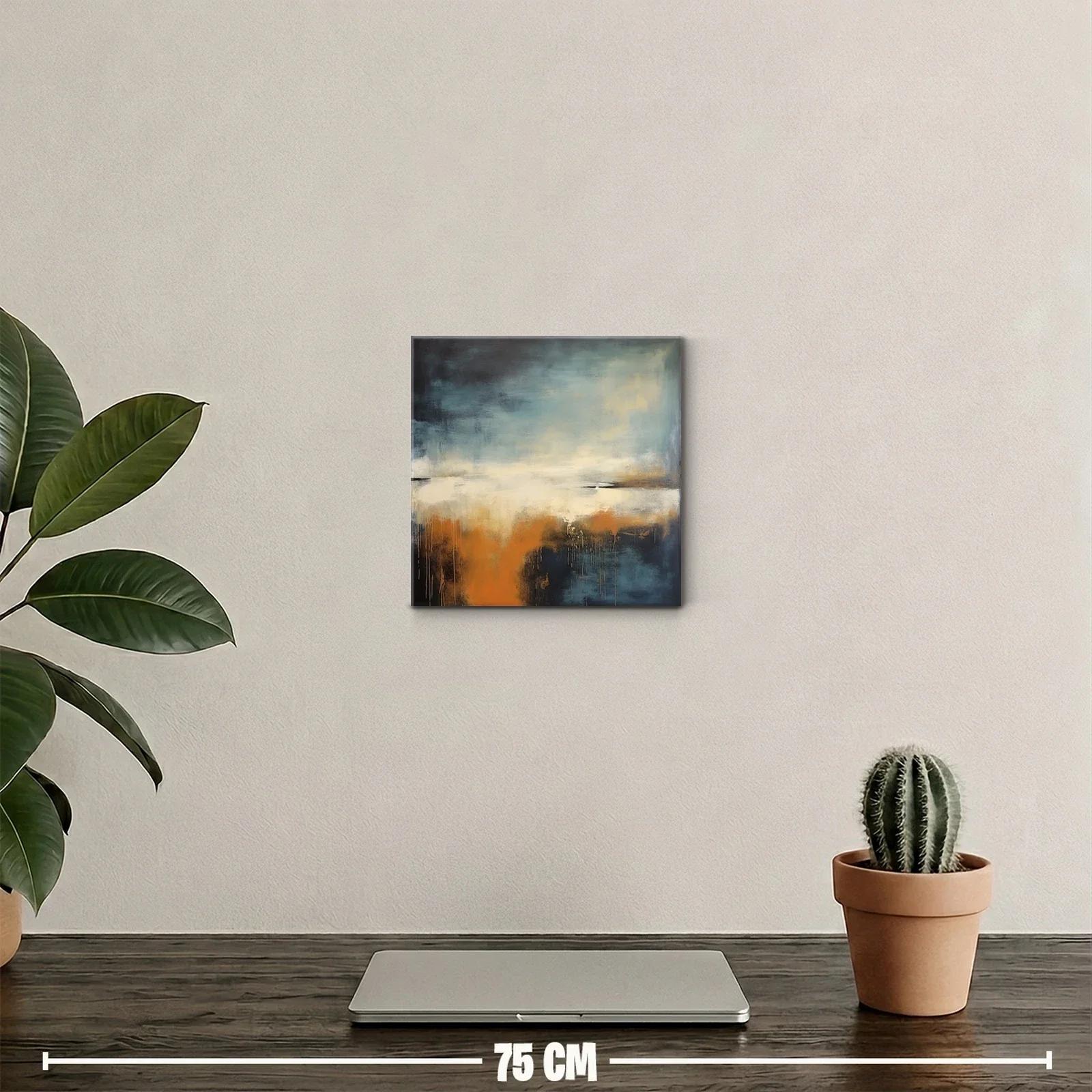 Cuadro abstracto con tonos cálidos y fríos en armonía — miniatura 2