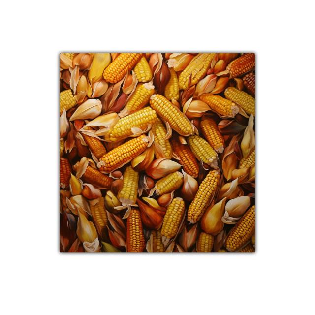 Cuadro decorativo con mazorcas de maíz en tonos cálidos