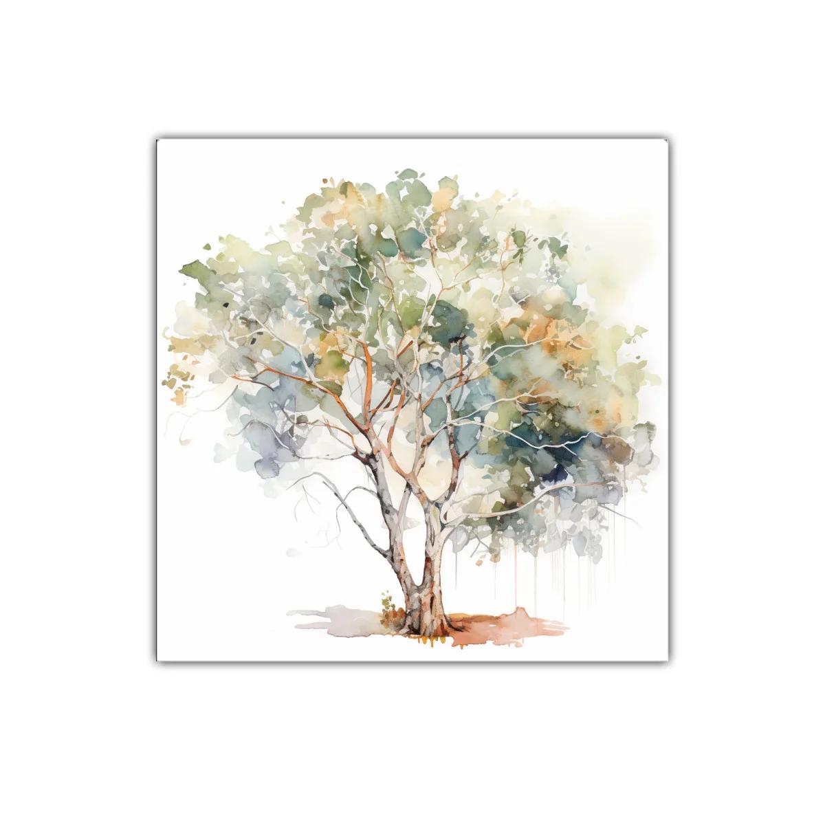 Cuadro decorativo árbol en acuarela con tonos suaves — imagen principal
