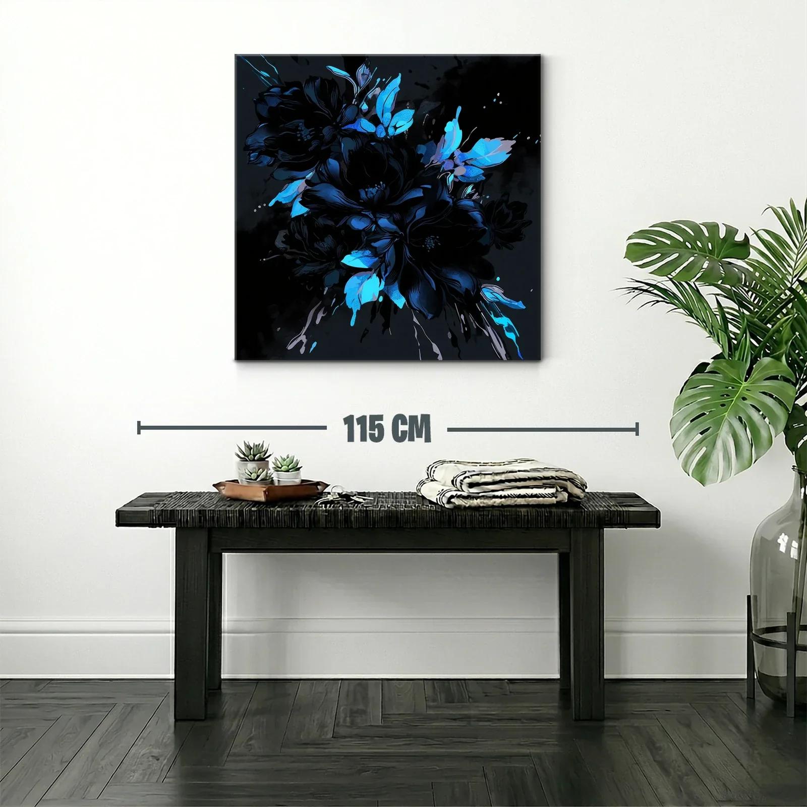 Elegancia floral en tonos oscuros y azules vibrantes — miniatura 2