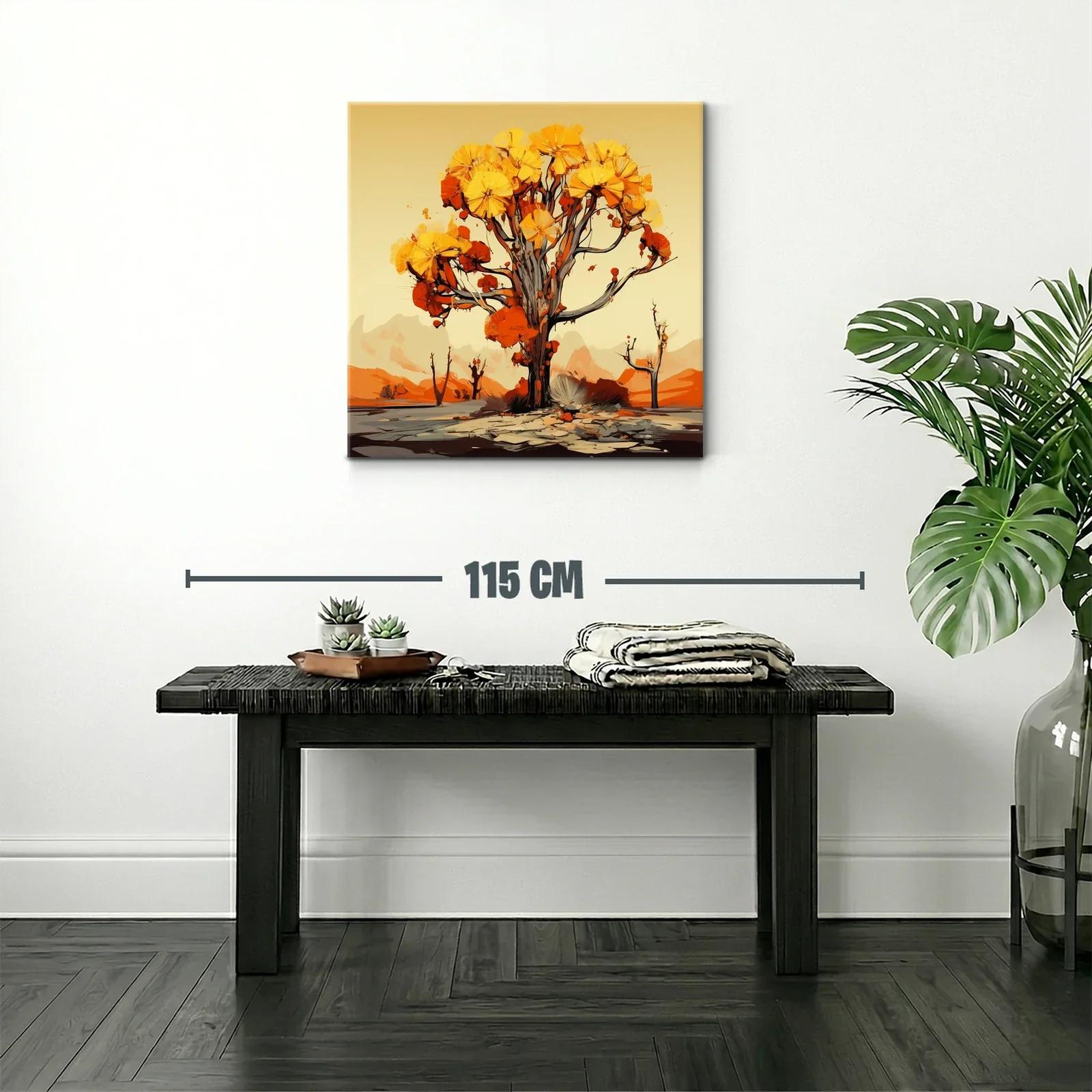Árbol de tonos cálidos en paisaje abstracto vibrante — miniatura 2