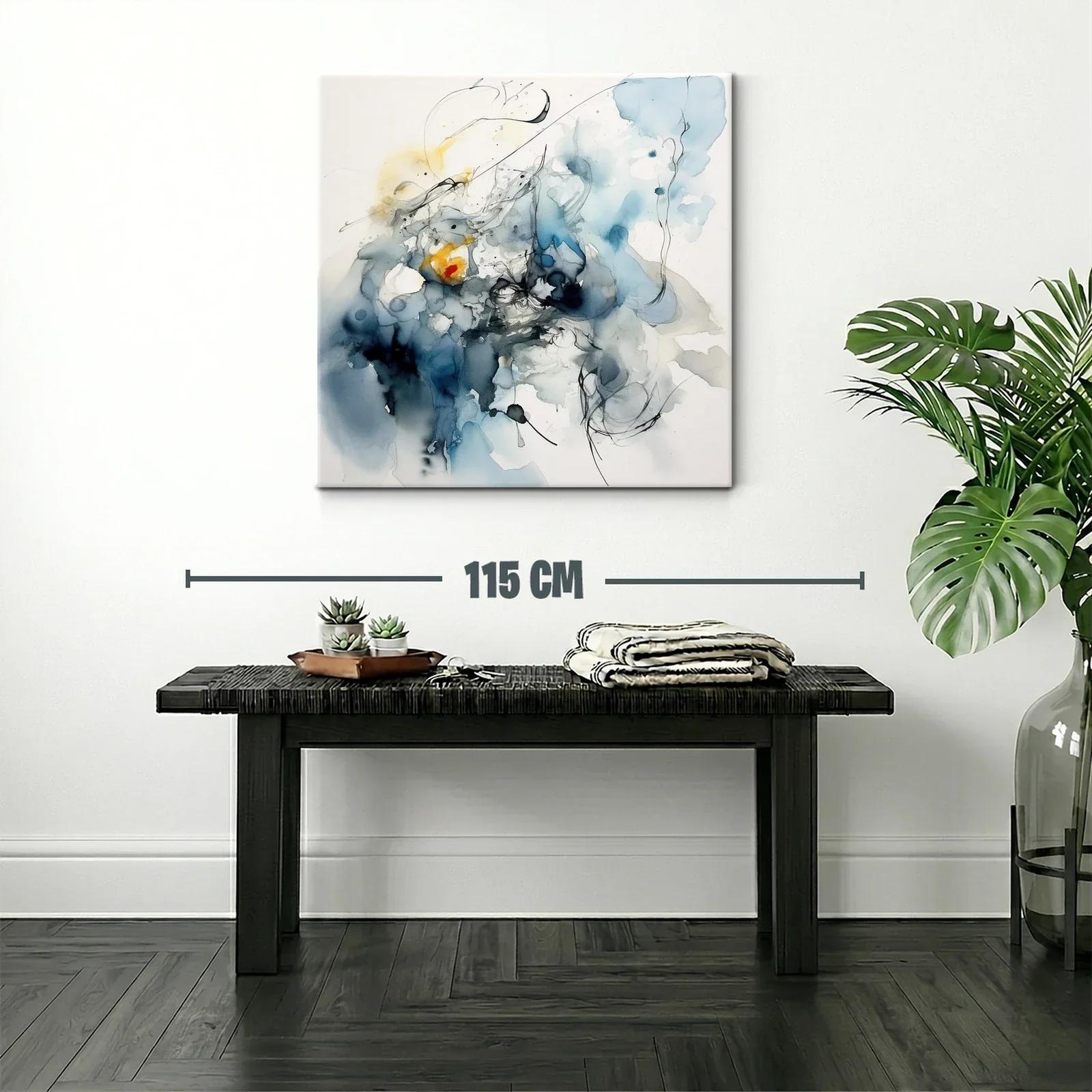 Arte abstracto con tonos azules y detalles en amarillo — miniatura 2