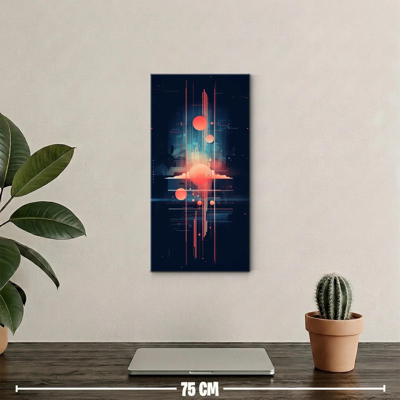 Cuadro de círculos luminosos con resplandor tecnológico — miniatura 2