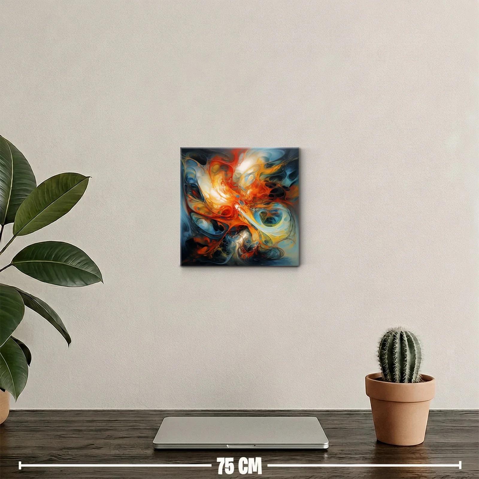 Composición abstracta de tonos cálidos y fríos en movimiento — miniatura 2