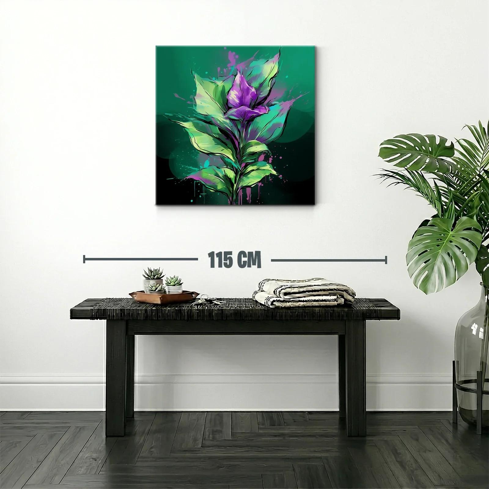 Flores vibrantes en tonos verdes y púrpuras intensos — miniatura 2
