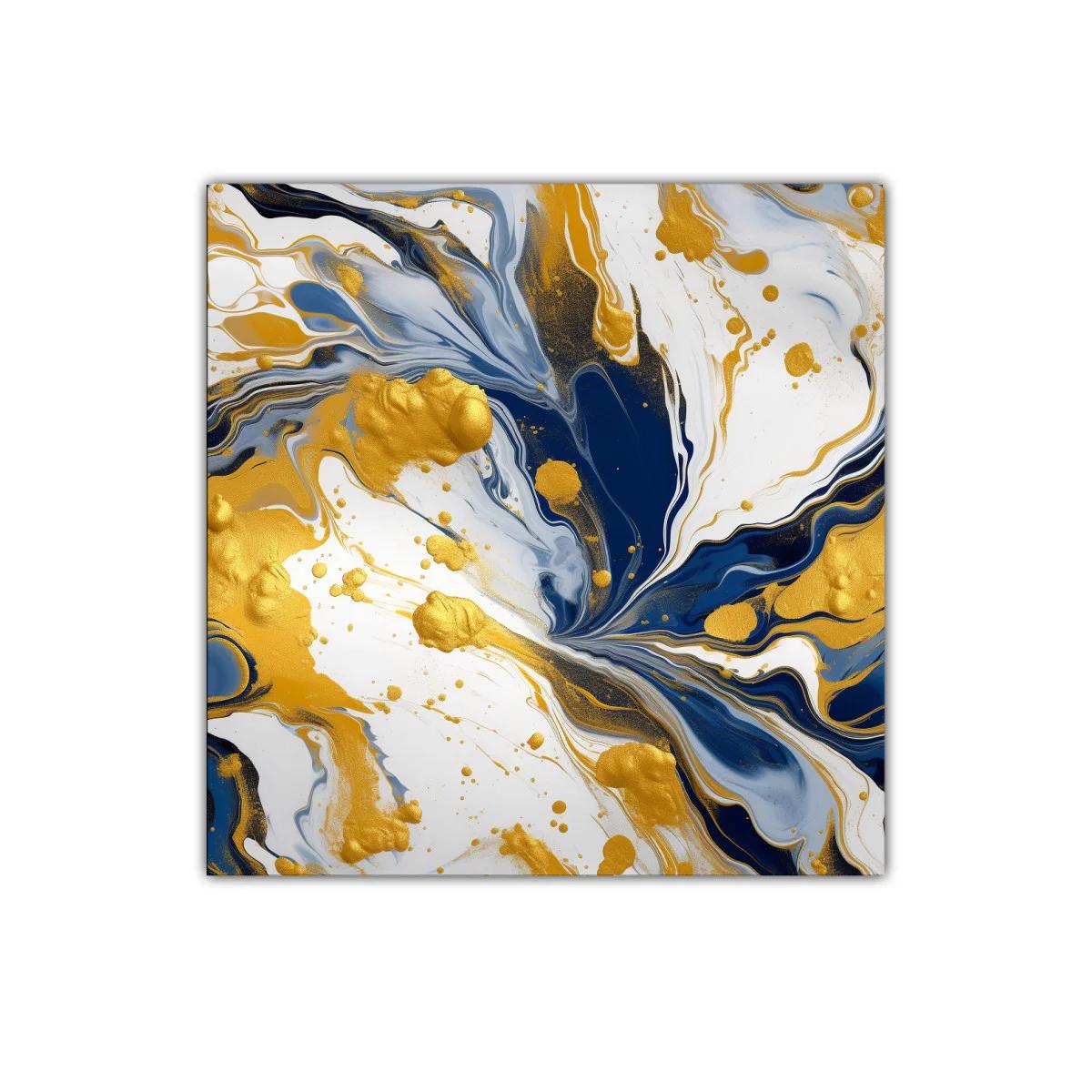 Cuadro abstracto con tonos dorados y azules intensos — imagen principal