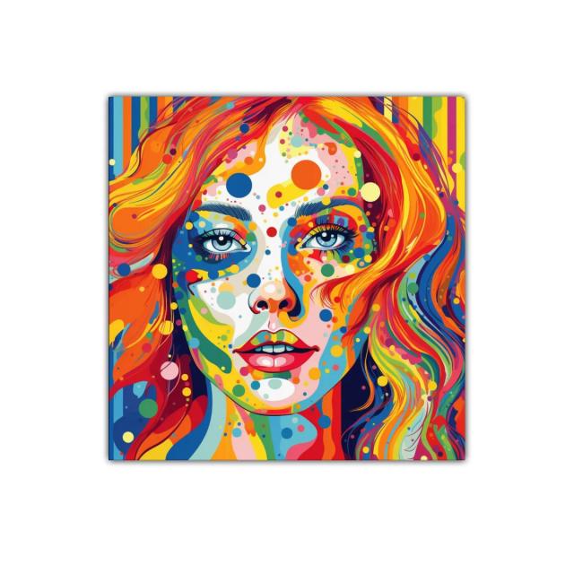 Retrato femenino vibrante con colores intensos y formas dinámicas
