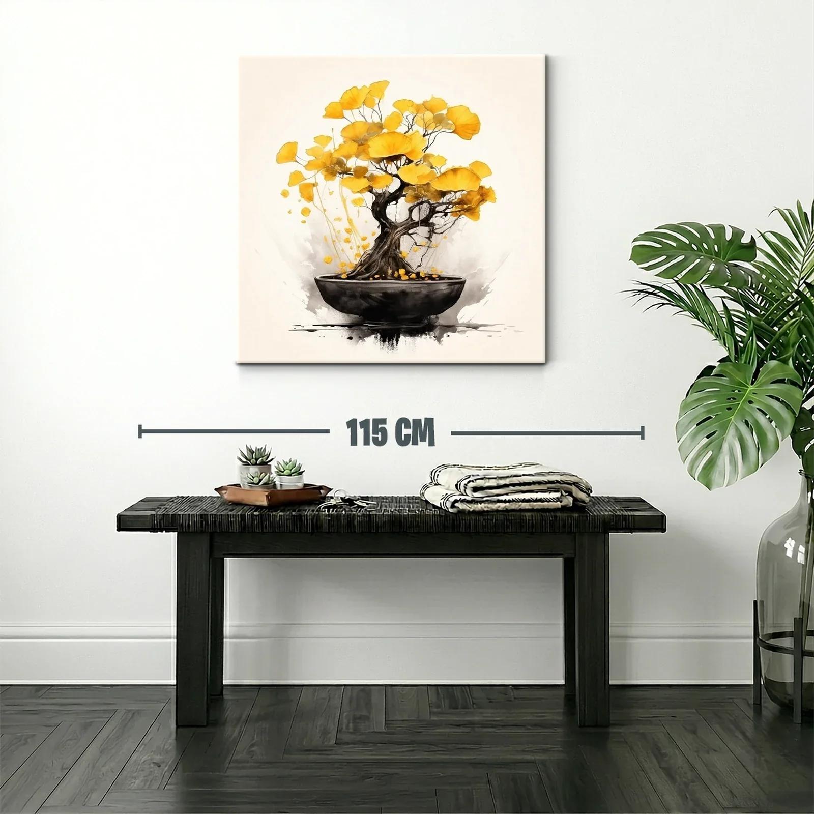 Árbol bonsái con hojas doradas en delicado equilibrio — miniatura 2