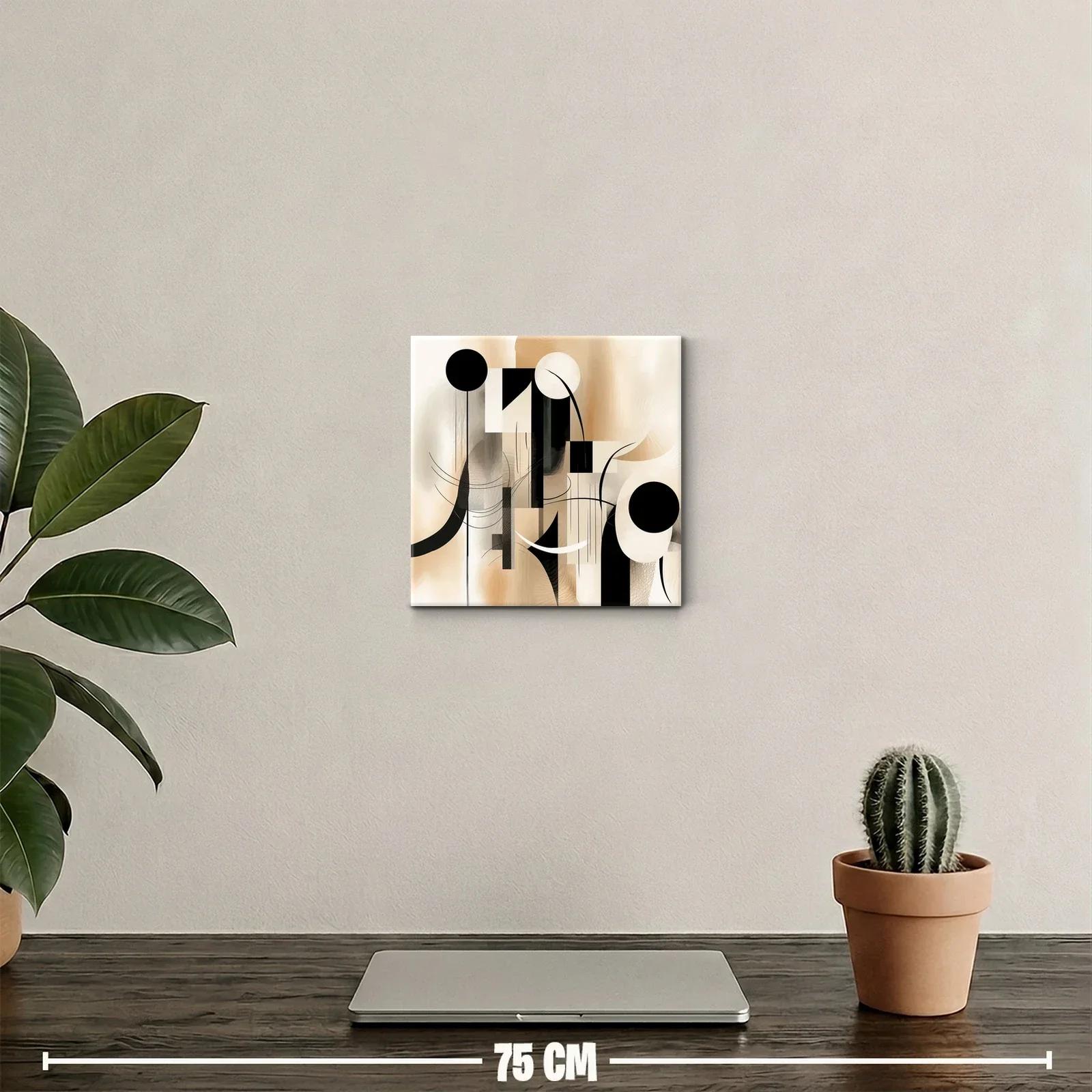 Composición abstracta en tonos beige y negro elegante — miniatura 2