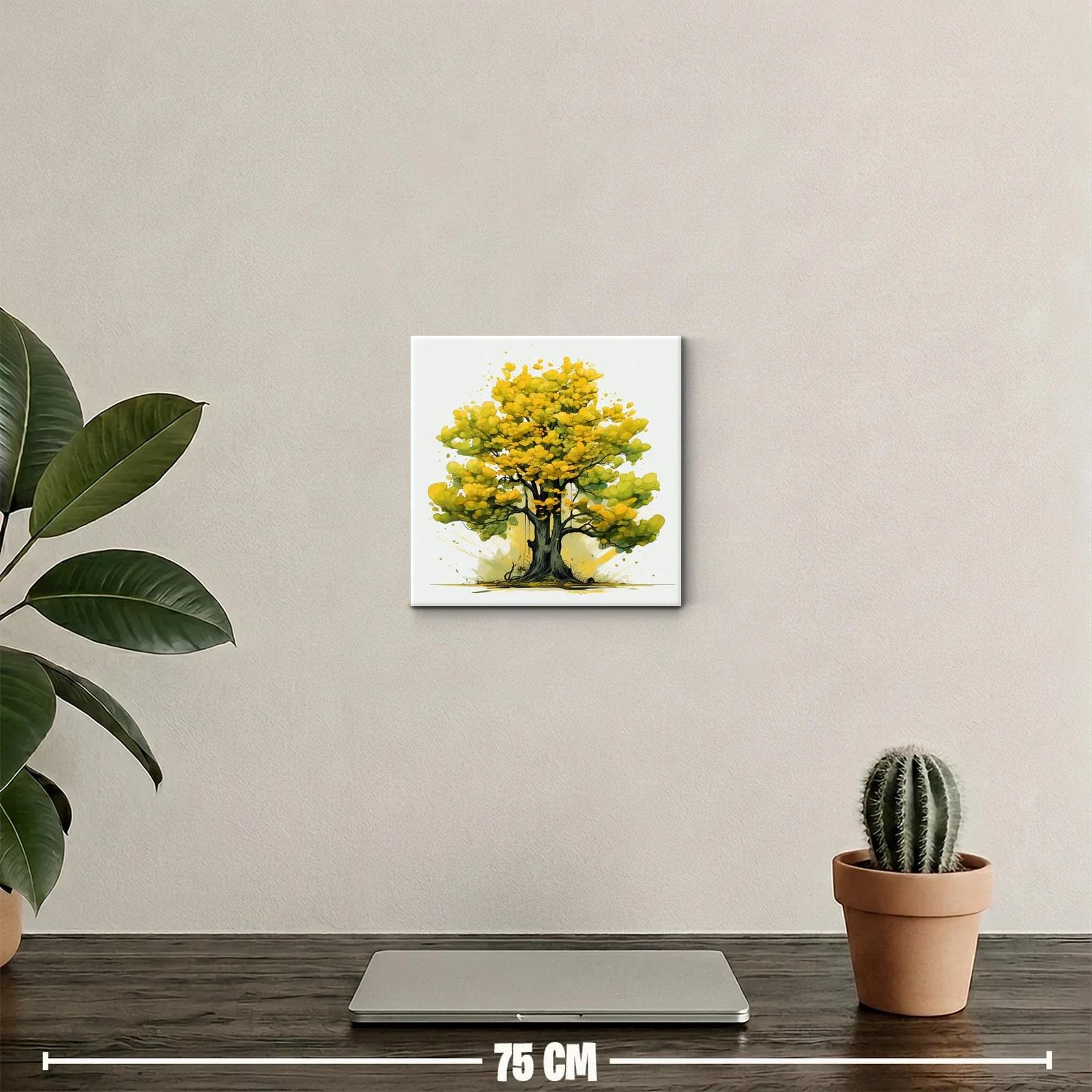 Cuadro decorativo árbol vibrante con hojas doradas — miniatura 2