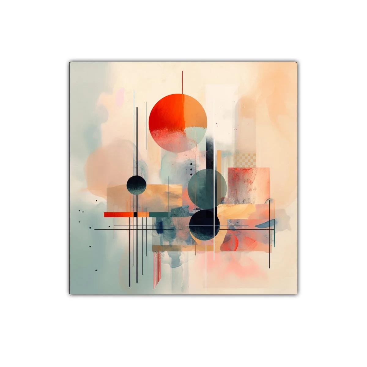 Composición abstracta con formas geométricas y tonos cálidos