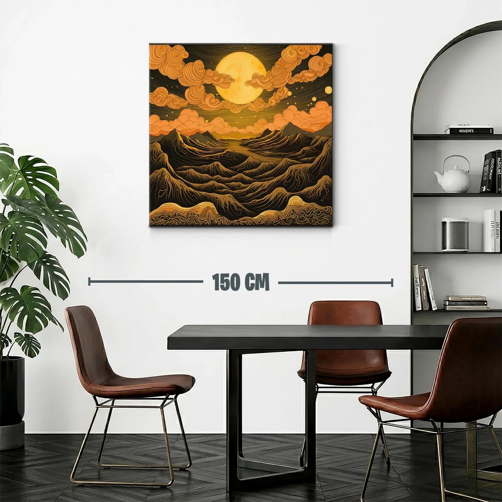 Paisaje onírico con luna y montañas en tonos cálidos — miniatura 2