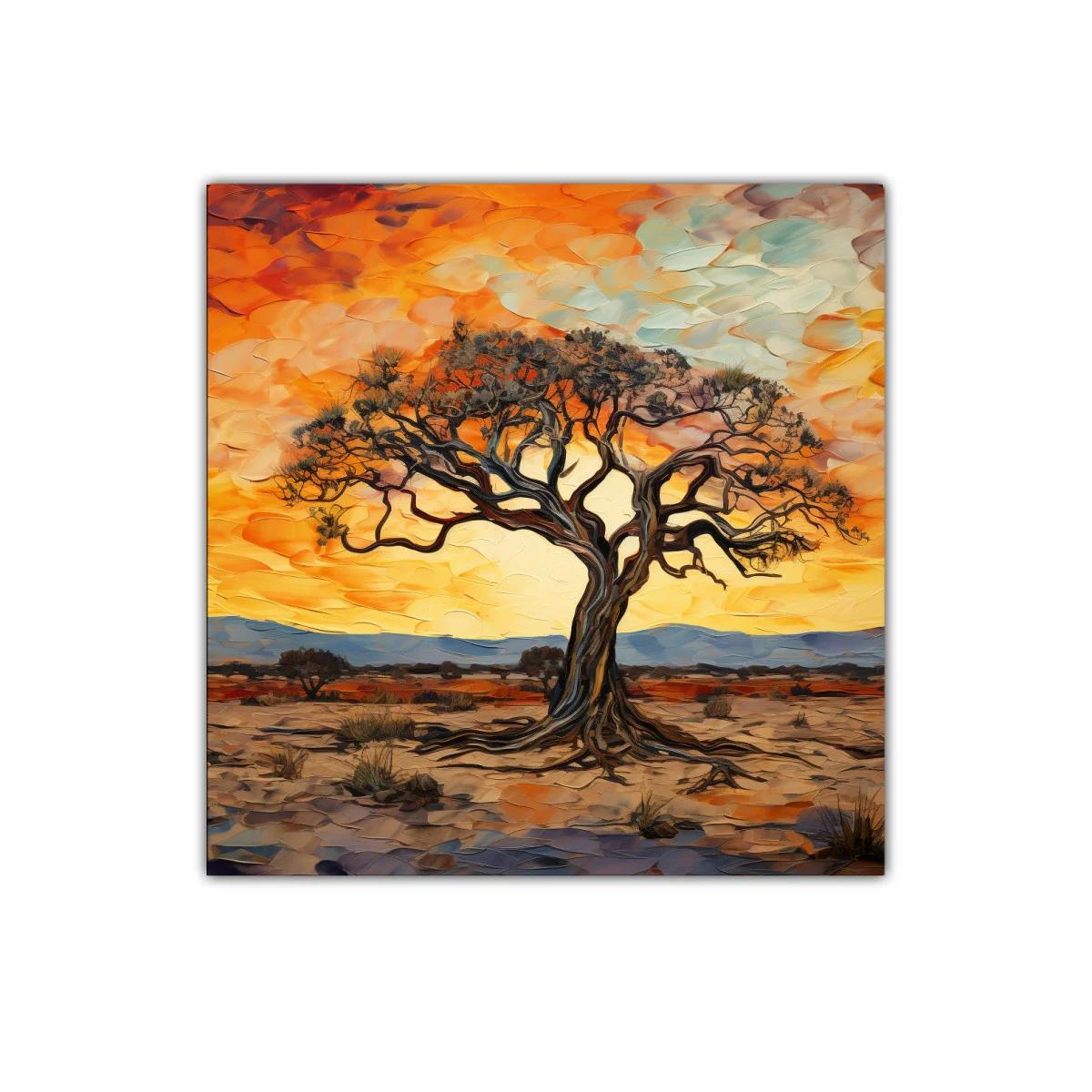 Árbol solitario en atardecer cálido y vibrante — imagen principal