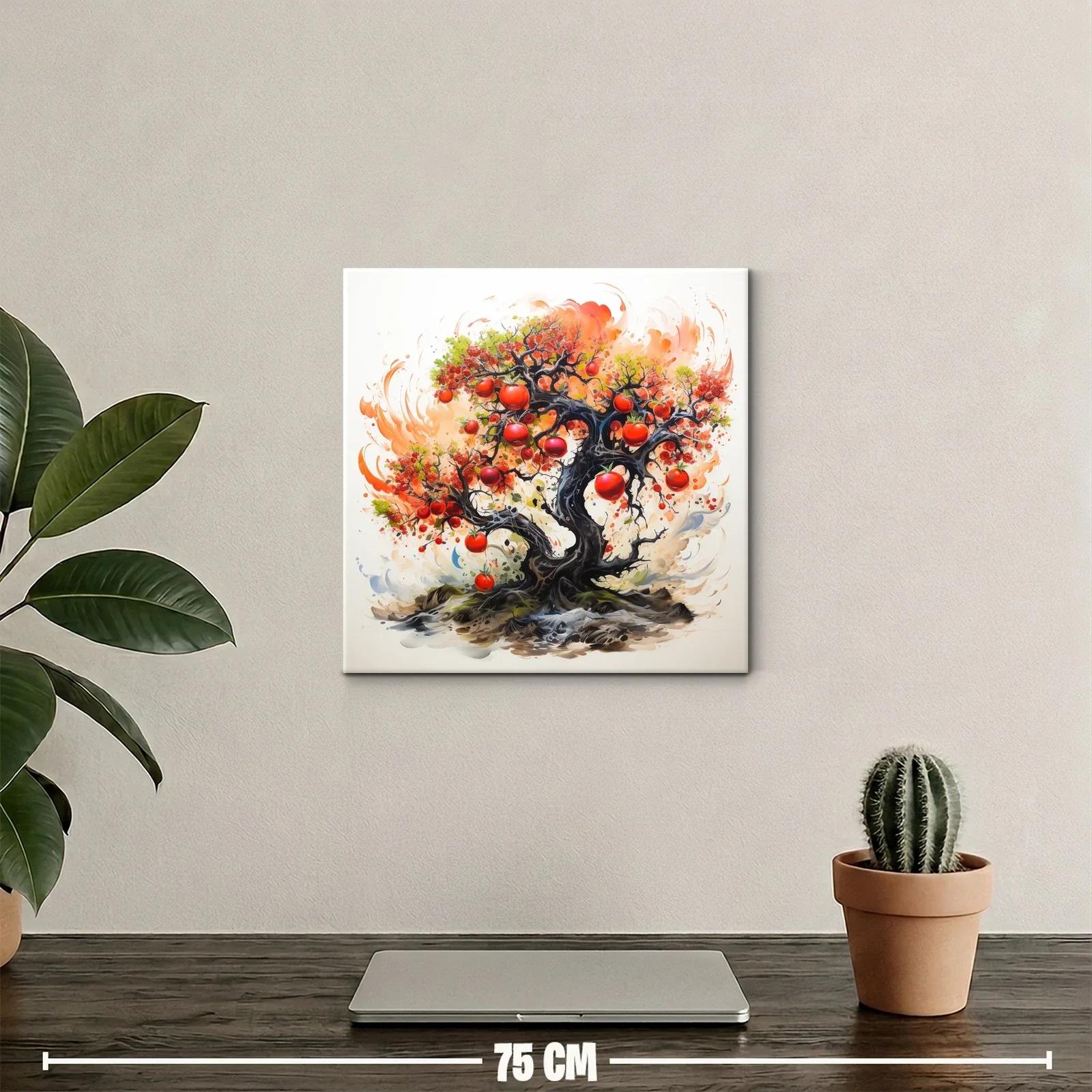 Árbol frutal vibrante con tonos cálidos y rojizos — miniatura 2
