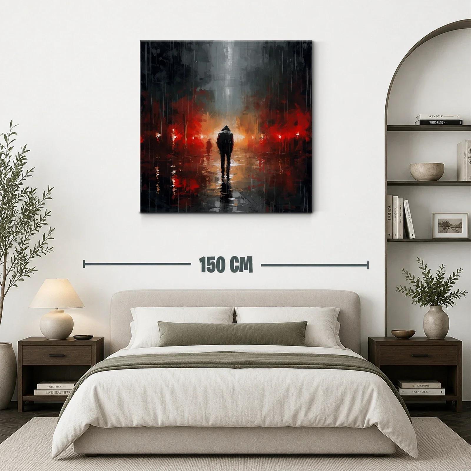 Figura solitaria en paisaje urbano nocturno lleno de luces — miniatura 3