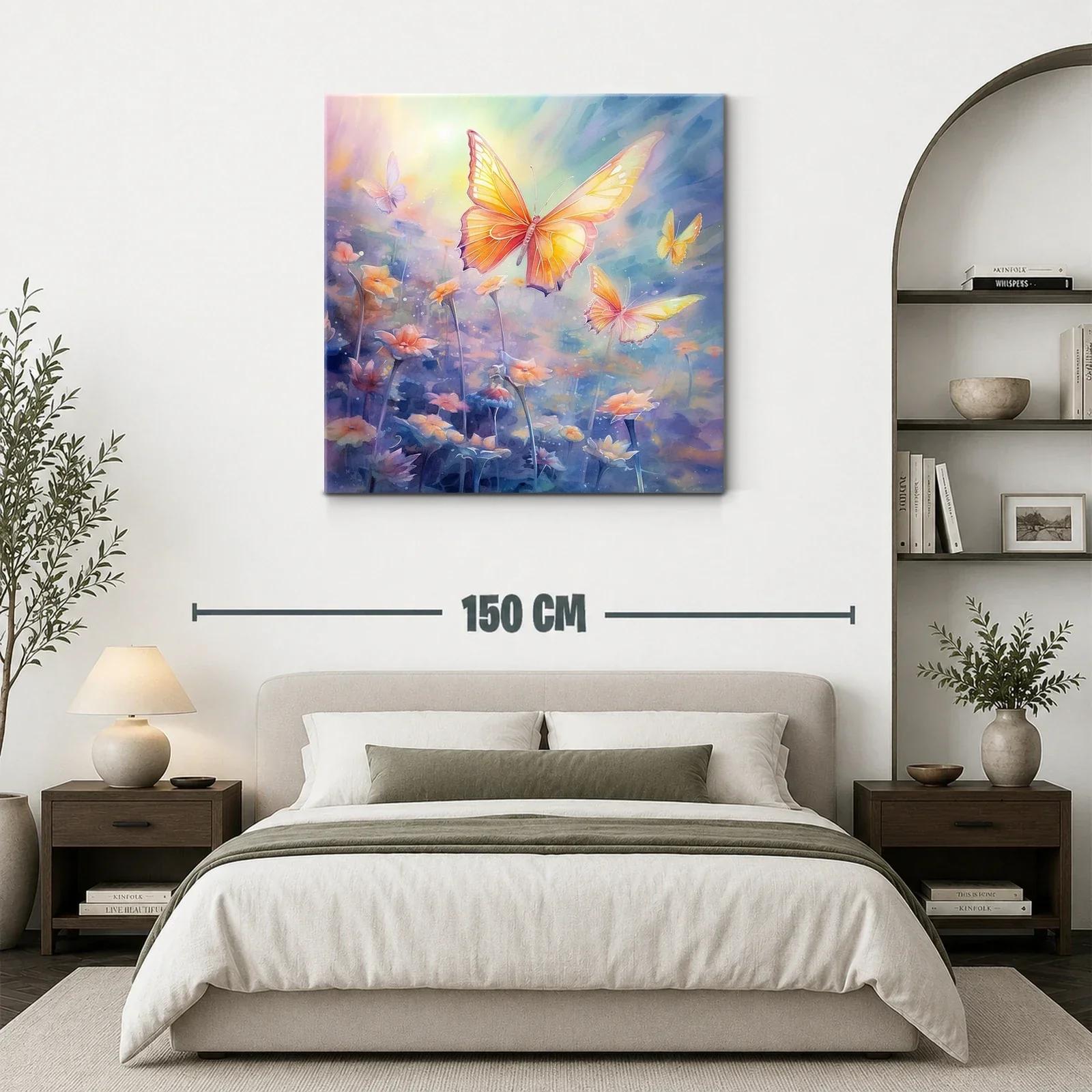 Mariposas luminosas en campo de flores encantado — miniatura 3