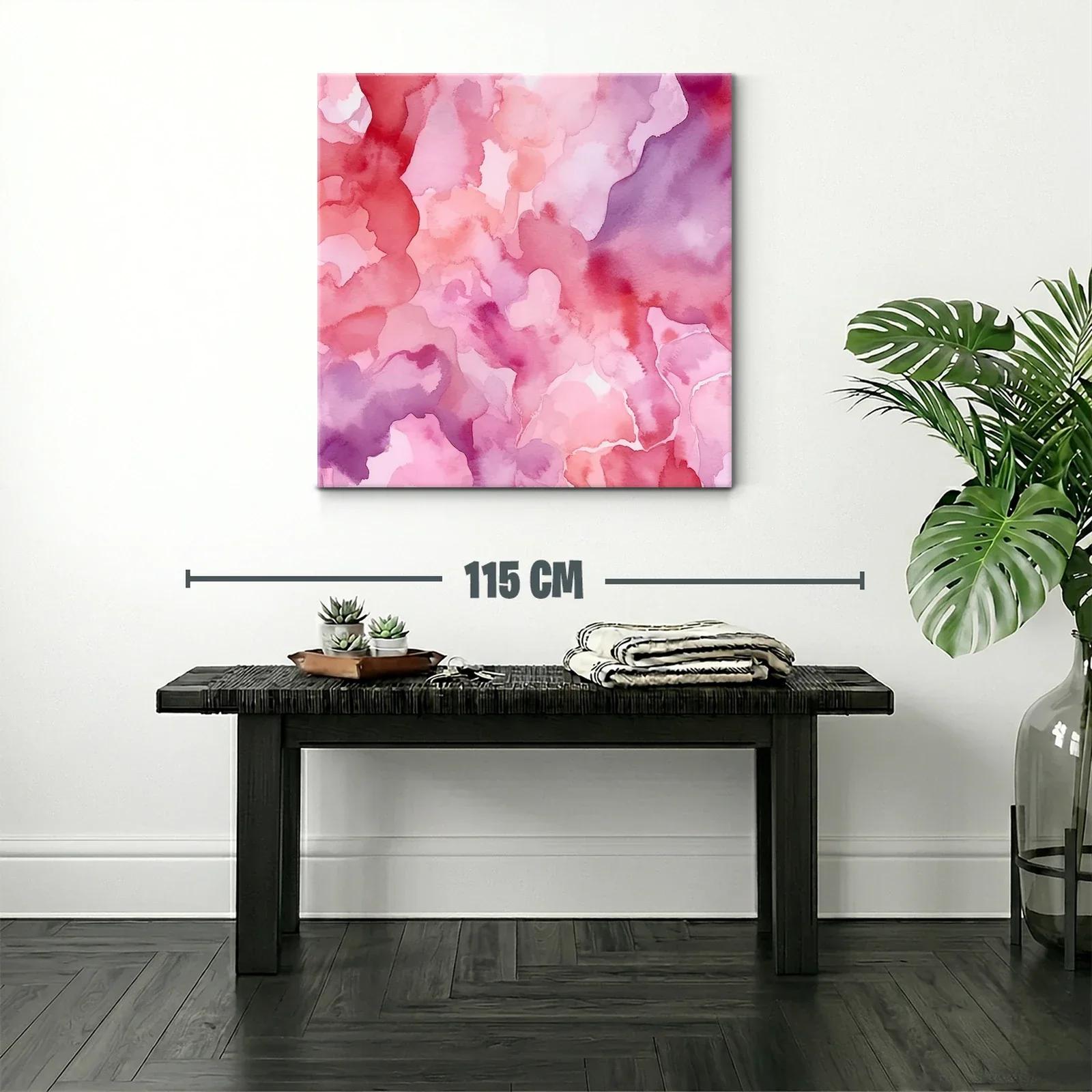 Cuadro abstracto en tonos rosa y púrpura confluencias suaves — miniatura 2