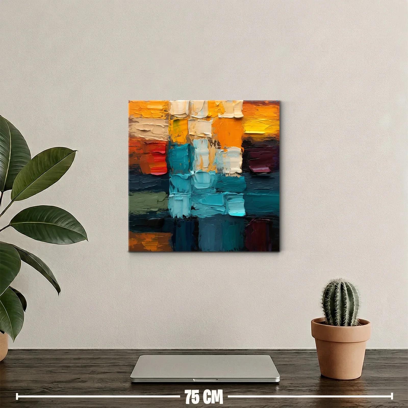 Composición abstracta en tonos cálidos y fríos vibrantes — miniatura 2