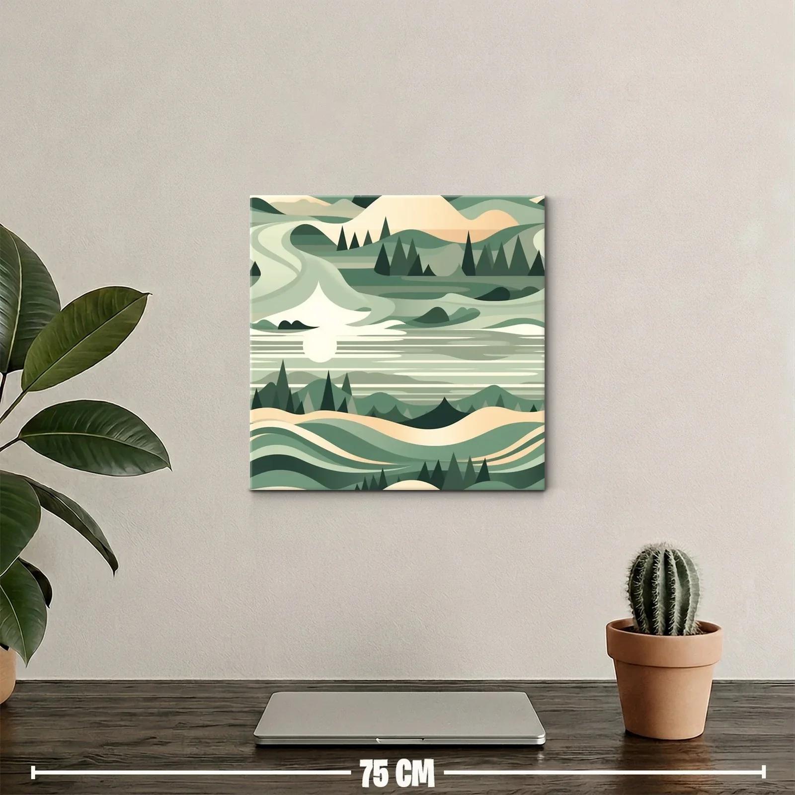 Paisaje abstracto en tonos verdes y beige — miniatura 2