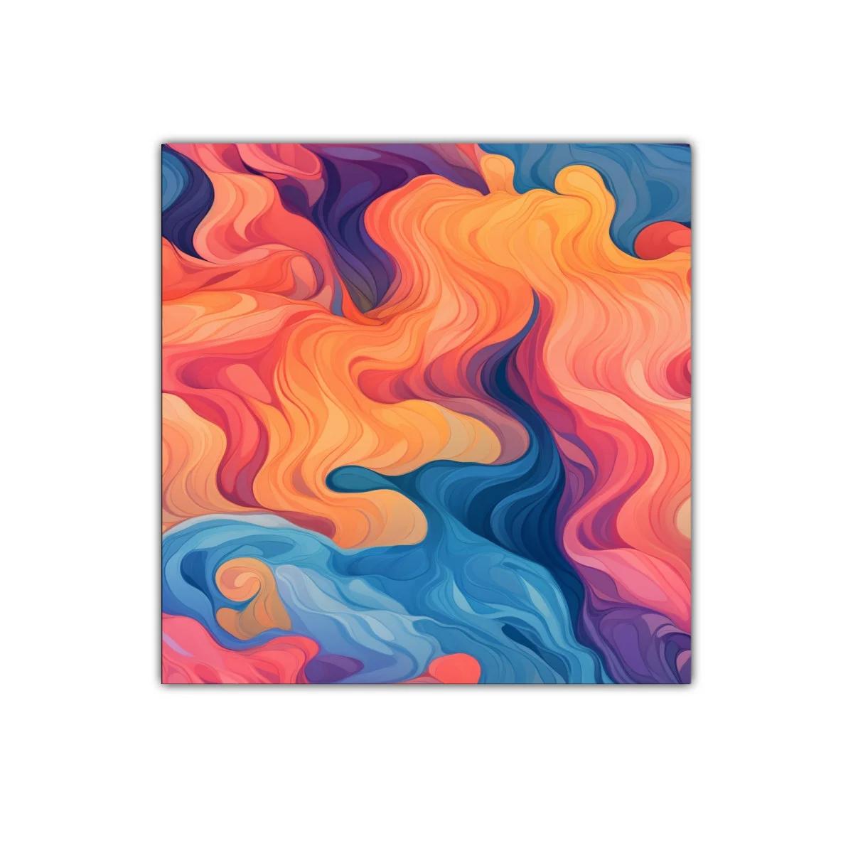 Cuadro decorativo con vibrantes formas abstractas y curvas fluidas