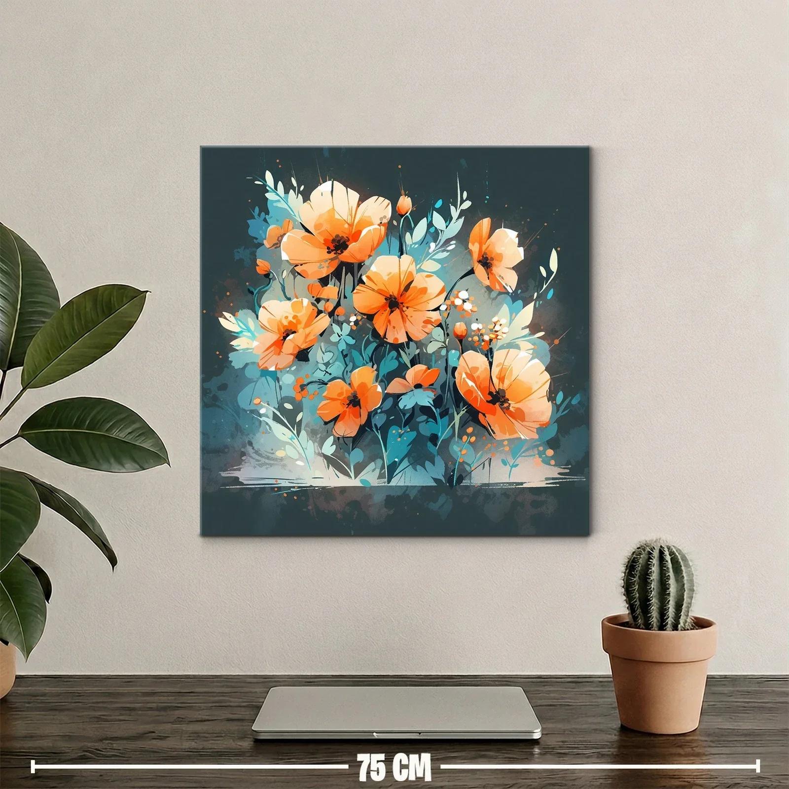 Flores naranjas vibrantes sobre fondo azul profundo — miniatura 2