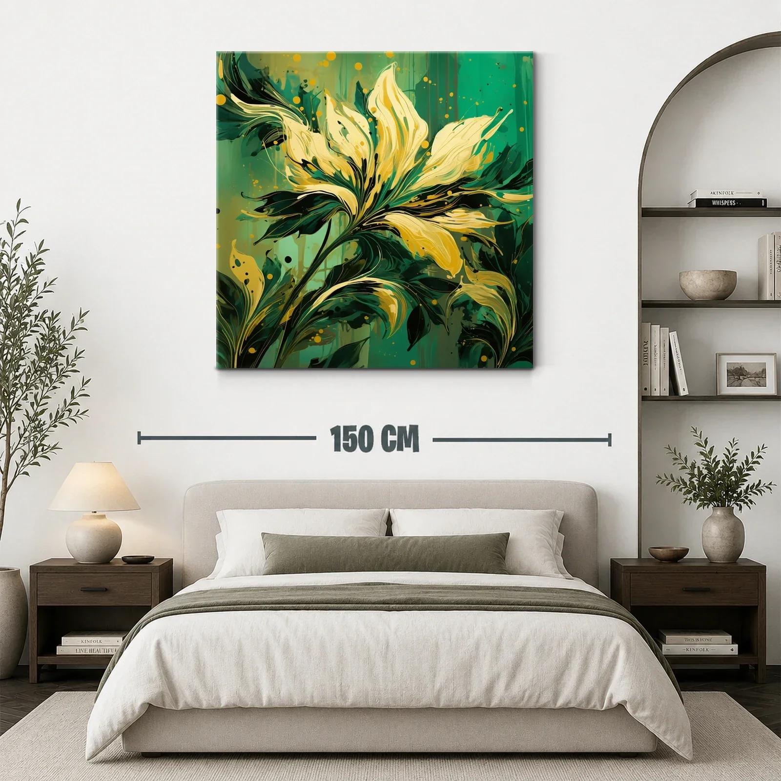 Flor abstracta en tonos verdes y amarillos vibrantes — miniatura 3